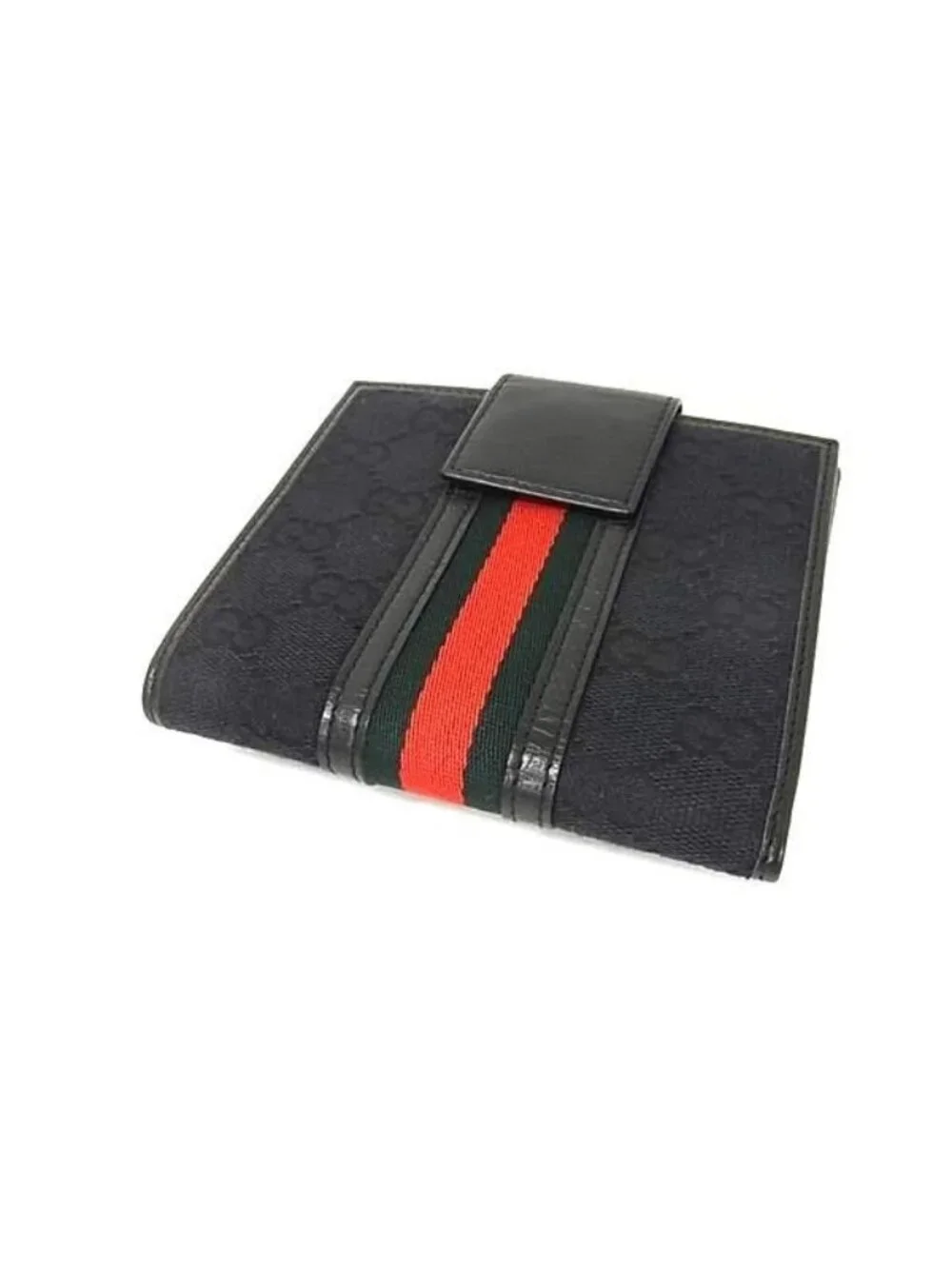 Gucci Sherry Line GG Canvas Leather Wallet Coin Purse Black - Picture 2 of 6